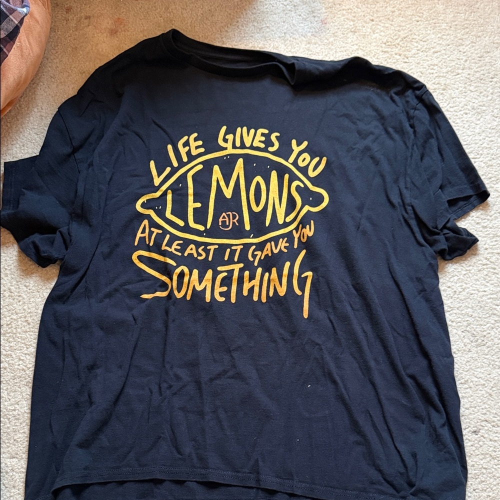 Women’s Black Graphic Tee with Yellow Print